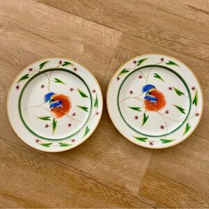 RARE 2 X Royal Danube Dinner Plates‎ Hand Painted Bird By Seres Erzsebet 9 3/4”